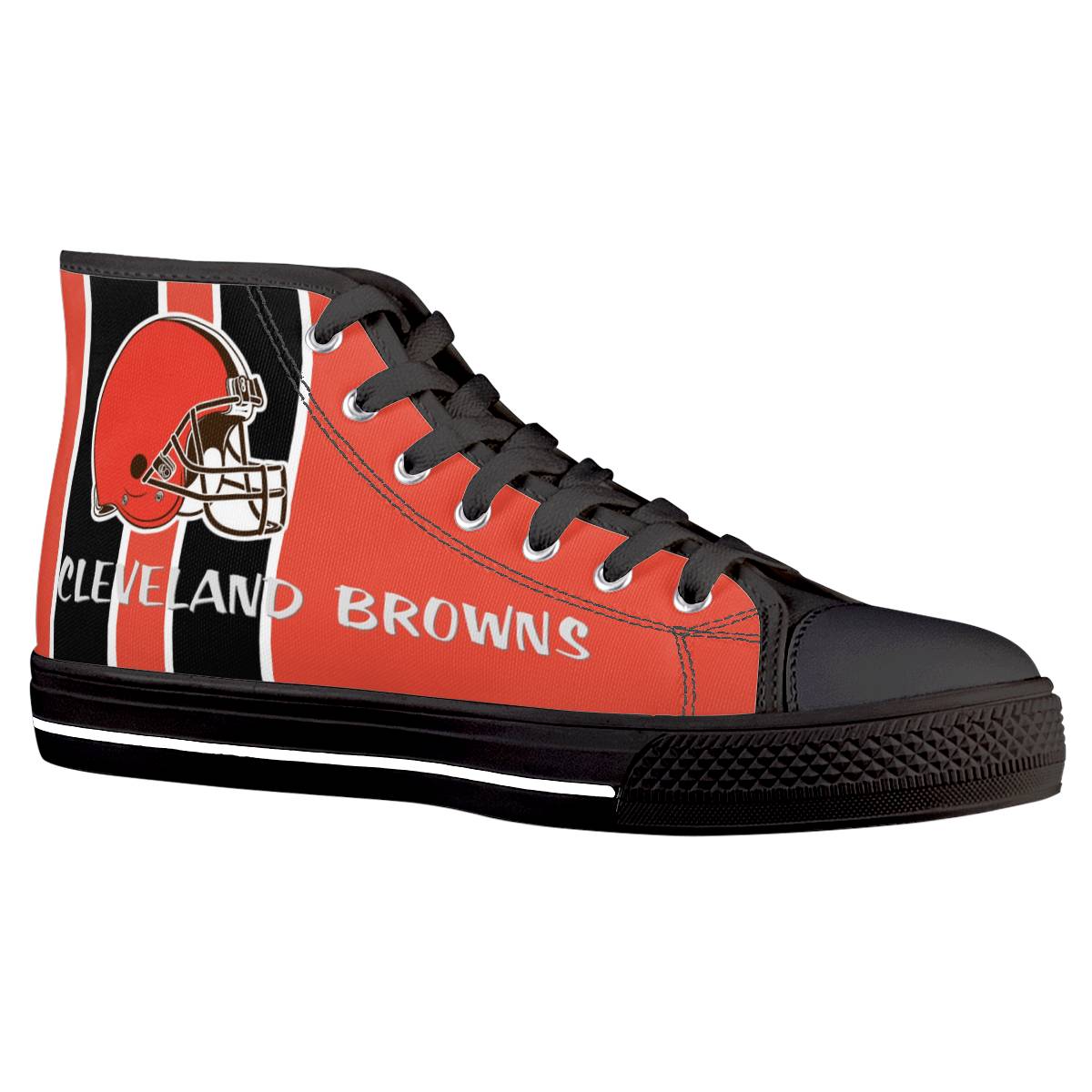 Women's Cleveland Browns High Top Canvas Sneakers 003 Women's Cleveland Browns High Top Canvas Sneakers 003